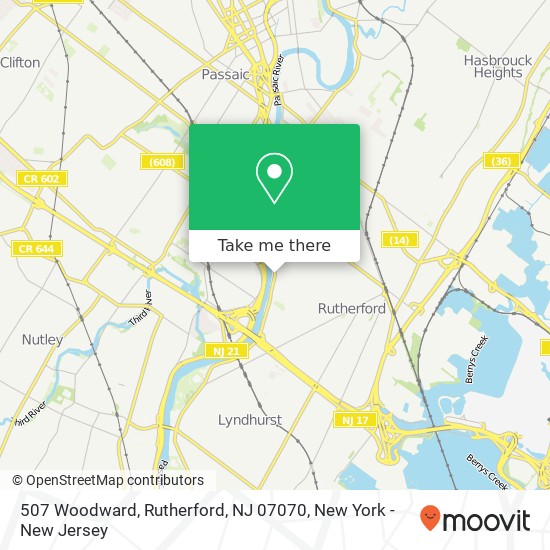 Mapa de 507 Woodward, Rutherford, NJ 07070