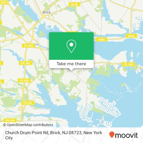 Mapa de Church Drum Point Rd, Brick, NJ 08723