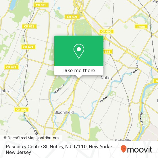 Mapa de Passaic y Centre St, Nutley, NJ 07110
