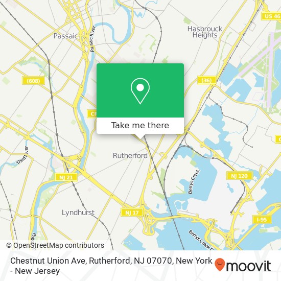 Mapa de Chestnut Union Ave, Rutherford, NJ 07070