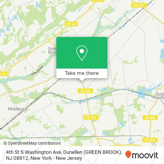 4th St S Washington Ave, Dunellen (GREEN BROOK), NJ 08812 map