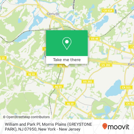 Mapa de William and Park Pl, Morris Plains (GREYSTONE PARK), NJ 07950