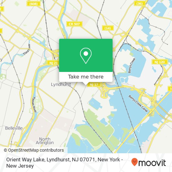 Mapa de Orient Way Lake, Lyndhurst, NJ 07071
