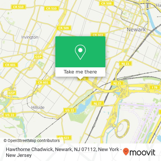 Mapa de Hawthorne Chadwick, Newark, NJ 07112