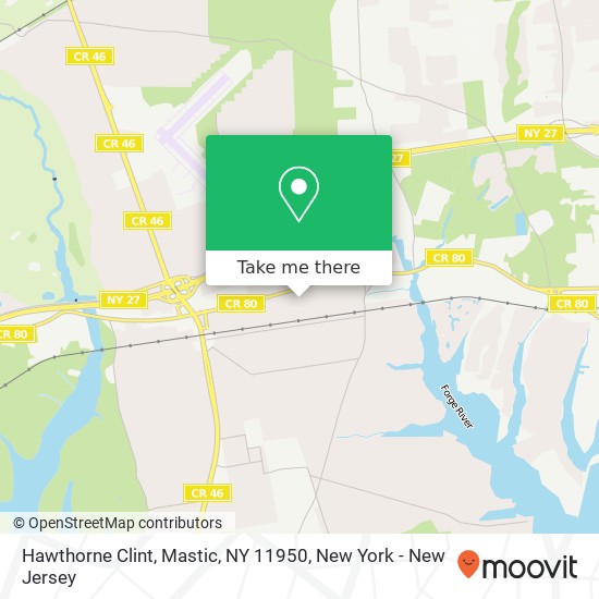 Mapa de Hawthorne Clint, Mastic, NY 11950