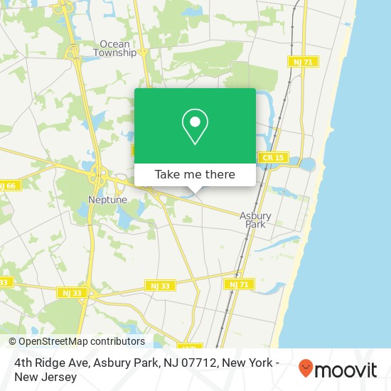 Mapa de 4th Ridge Ave, Asbury Park, NJ 07712