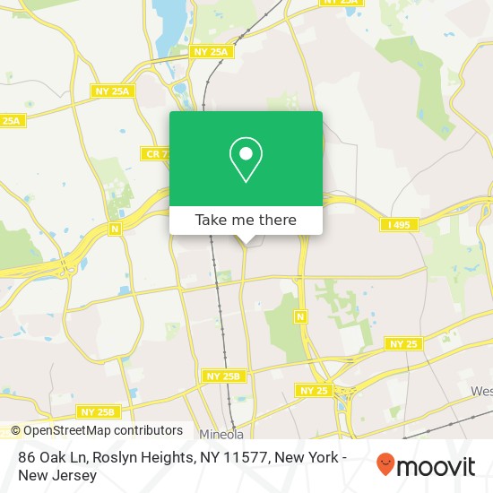 86 Oak Ln, Roslyn Heights, NY 11577 map