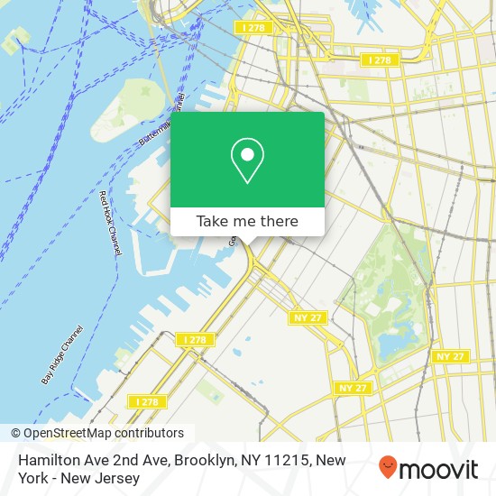 Mapa de Hamilton Ave 2nd Ave, Brooklyn, NY 11215