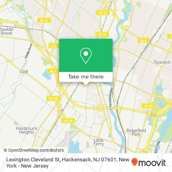 Mapa de Lexington Cleveland St, Hackensack, NJ 07601