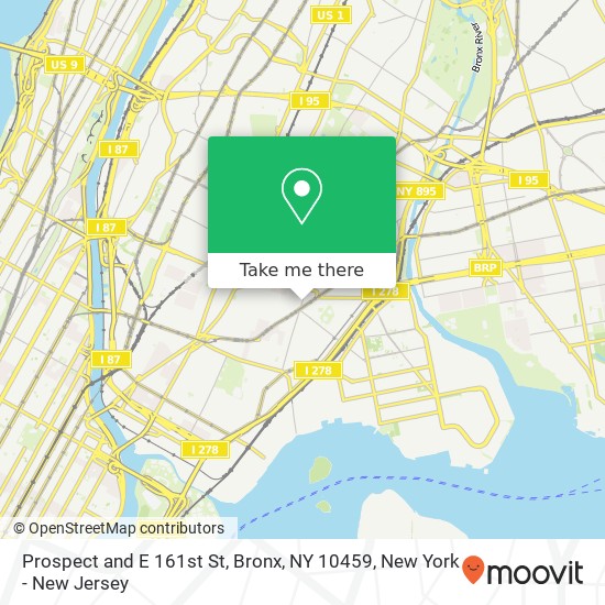 Mapa de Prospect and E 161st St, Bronx, NY 10459