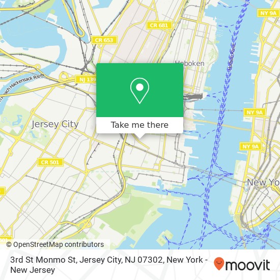 3rd St Monmo St, Jersey City, NJ 07302 map