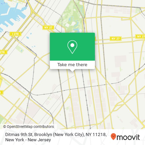 Mapa de Ditmas 9th St, Brooklyn (New York City), NY 11218