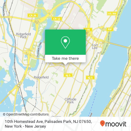 Mapa de 10th Homestead Ave, Palisades Park, NJ 07650