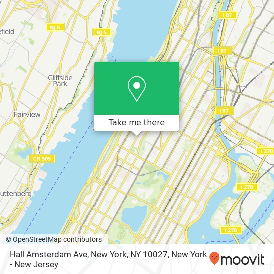 Mapa de Hall Amsterdam Ave, New York, NY 10027