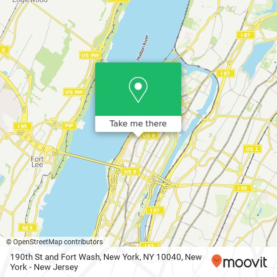 190th St and Fort Wash, New York, NY 10040 map