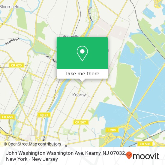 Mapa de John Washington Washington Ave, Kearny, NJ 07032