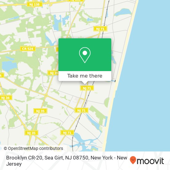 Mapa de Brooklyn CR-20, Sea Girt, NJ 08750