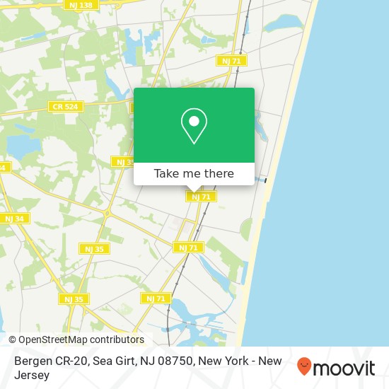 Mapa de Bergen CR-20, Sea Girt, NJ 08750