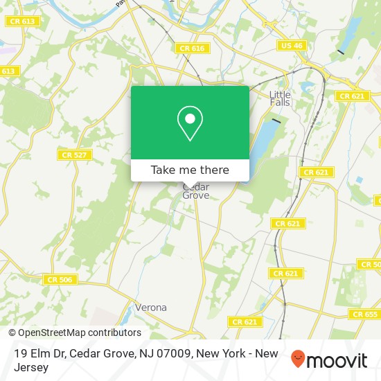 Mapa de 19 Elm Dr, Cedar Grove, NJ 07009