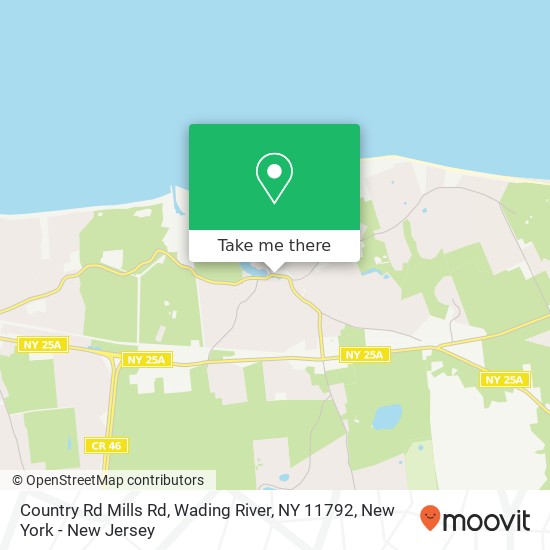 Mapa de Country Rd Mills Rd, Wading River, NY 11792