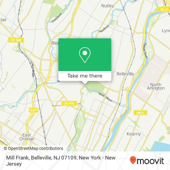 Mapa de Mill Frank, Belleville, NJ 07109