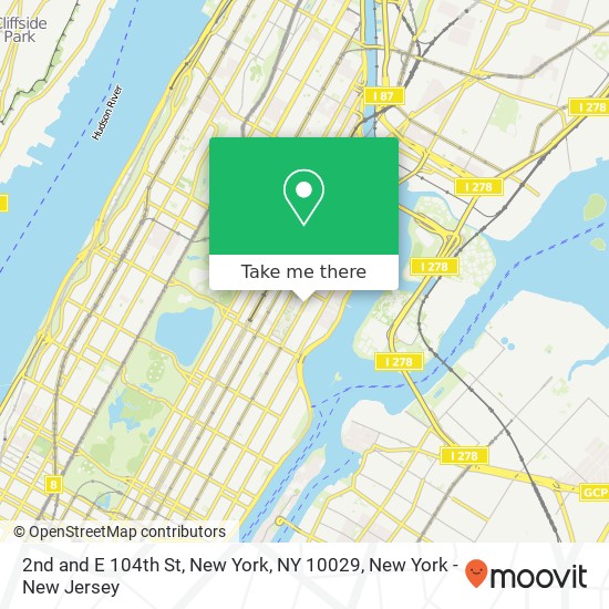 Mapa de 2nd and E 104th St, New York, NY 10029