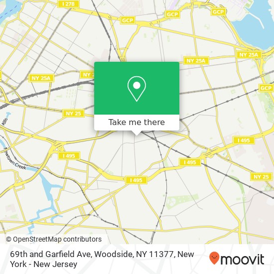 69th and Garfield Ave, Woodside, NY 11377 map