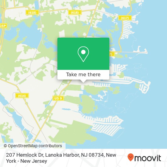 Mapa de 207 Hemlock Dr, Lanoka Harbor, NJ 08734