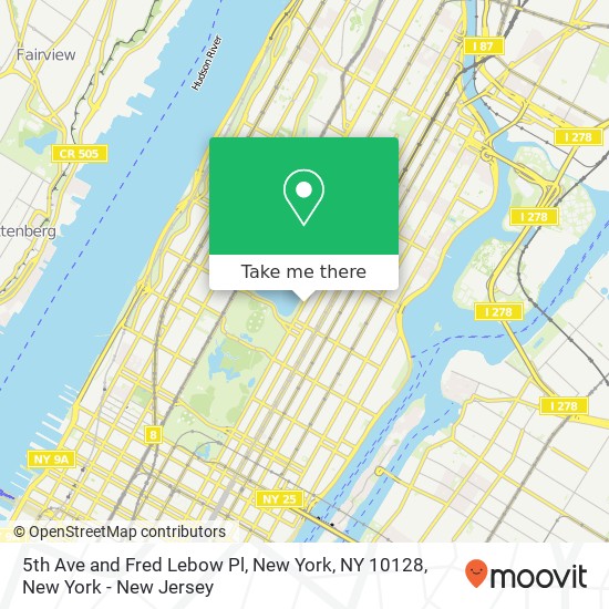 5th Ave and Fred Lebow Pl, New York, NY 10128 map