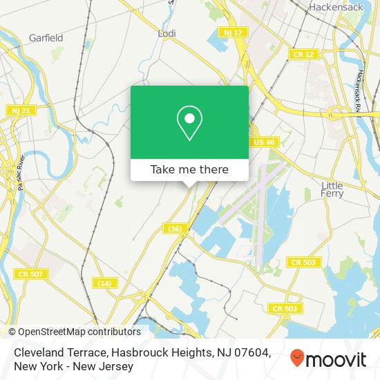 Mapa de Cleveland Terrace, Hasbrouck Heights, NJ 07604