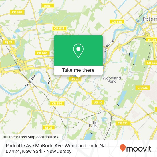Mapa de Radcliffe Ave McBride Ave, Woodland Park, NJ 07424