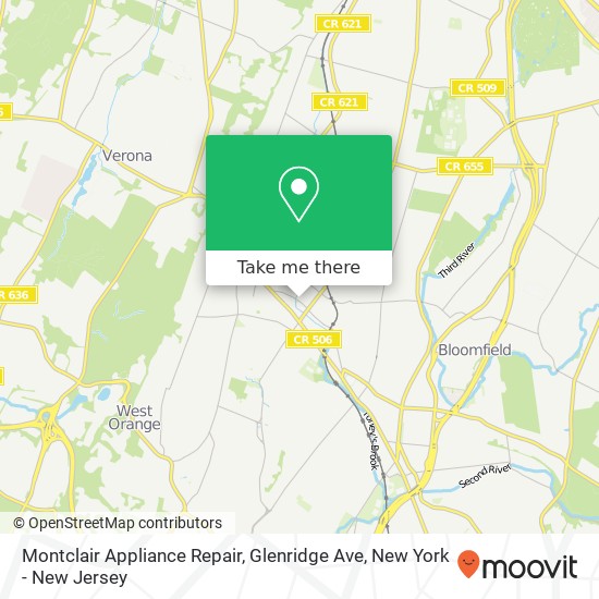 Mapa de Montclair Appliance Repair, Glenridge Ave