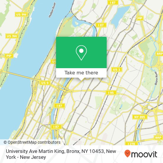 Mapa de University Ave Martin King, Bronx, NY 10453