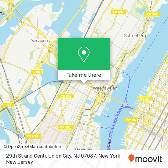 Mapa de 29th St and Centr, Union City, NJ 07087