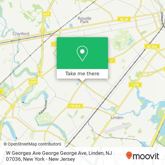 Mapa de W Georges Ave George George Ave, Linden, NJ 07036