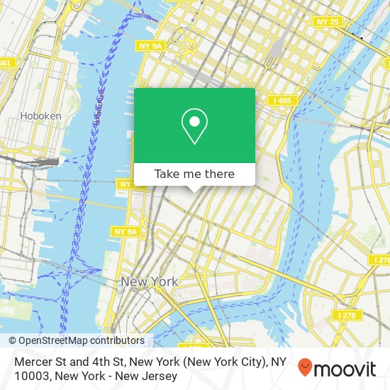 Mercer St and 4th St, New York (New York City), NY 10003 map