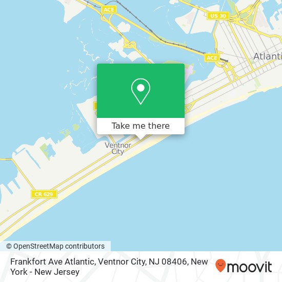 Mapa de Frankfort Ave Atlantic, Ventnor City, NJ 08406