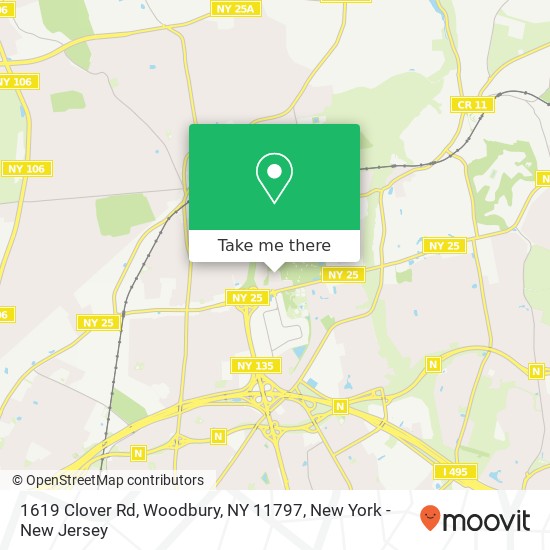 Mapa de 1619 Clover Rd, Woodbury, NY 11797