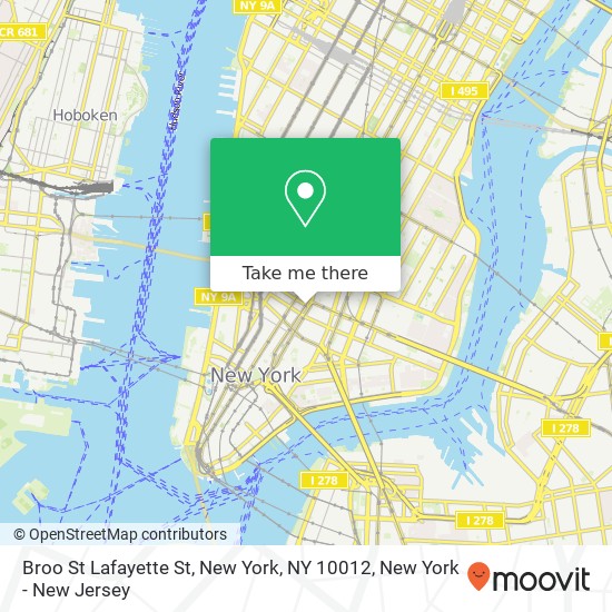 Broo St Lafayette St, New York, NY 10012 map