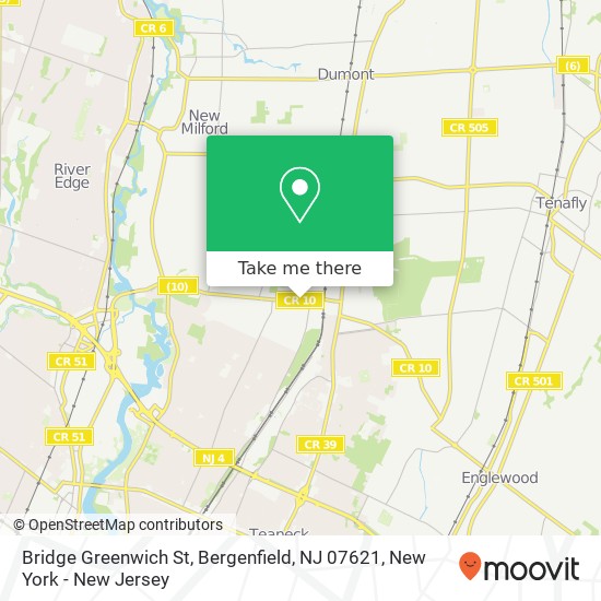 Mapa de Bridge Greenwich St, Bergenfield, NJ 07621