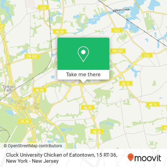 Cluck University Chicken of Eatontown, 15 RT-36 map