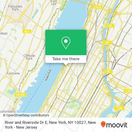 Mapa de River and Riverside Dr E, New York, NY 10027