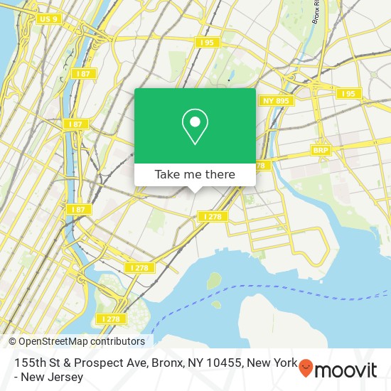 Mapa de 155th St & Prospect Ave, Bronx, NY 10455