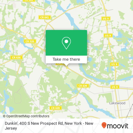 Dunkin', 400 S New Prospect Rd map