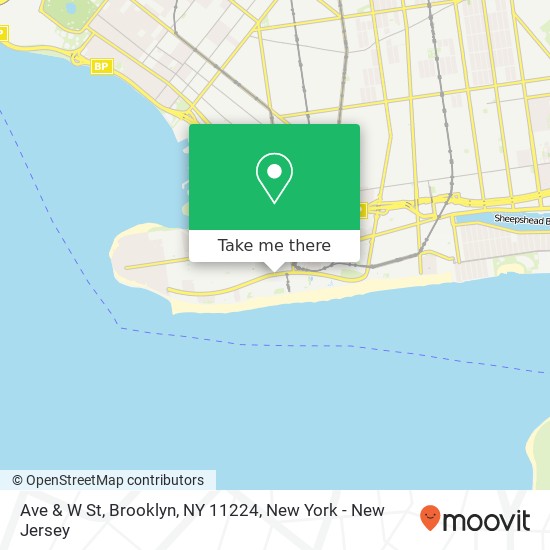 Mapa de Ave & W St, Brooklyn, NY 11224
