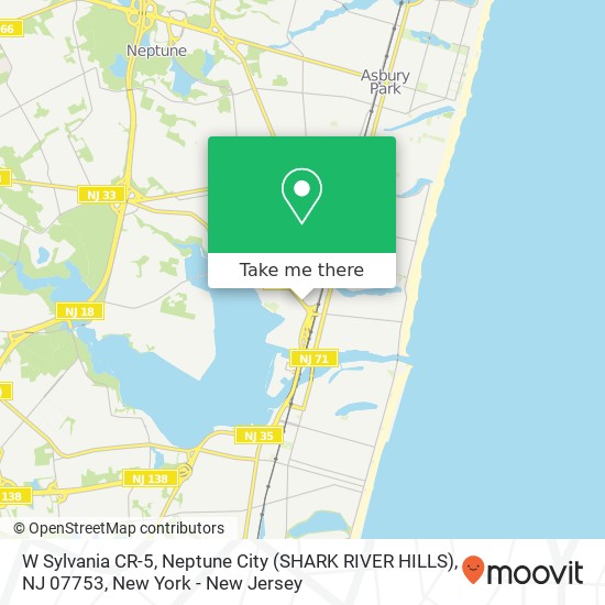 Mapa de W Sylvania CR-5, Neptune City (SHARK RIVER HILLS), NJ 07753