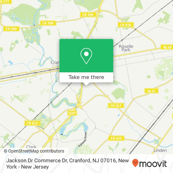 Jackson Dr Commerce Dr, Cranford, NJ 07016 map