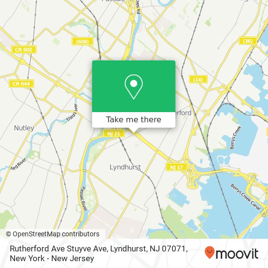 Mapa de Rutherford Ave Stuyve Ave, Lyndhurst, NJ 07071