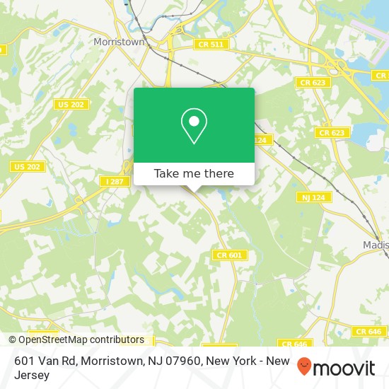 Mapa de 601 Van Rd, Morristown, NJ 07960