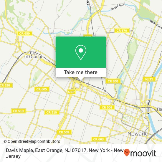 Mapa de Davis Maple, East Orange, NJ 07017